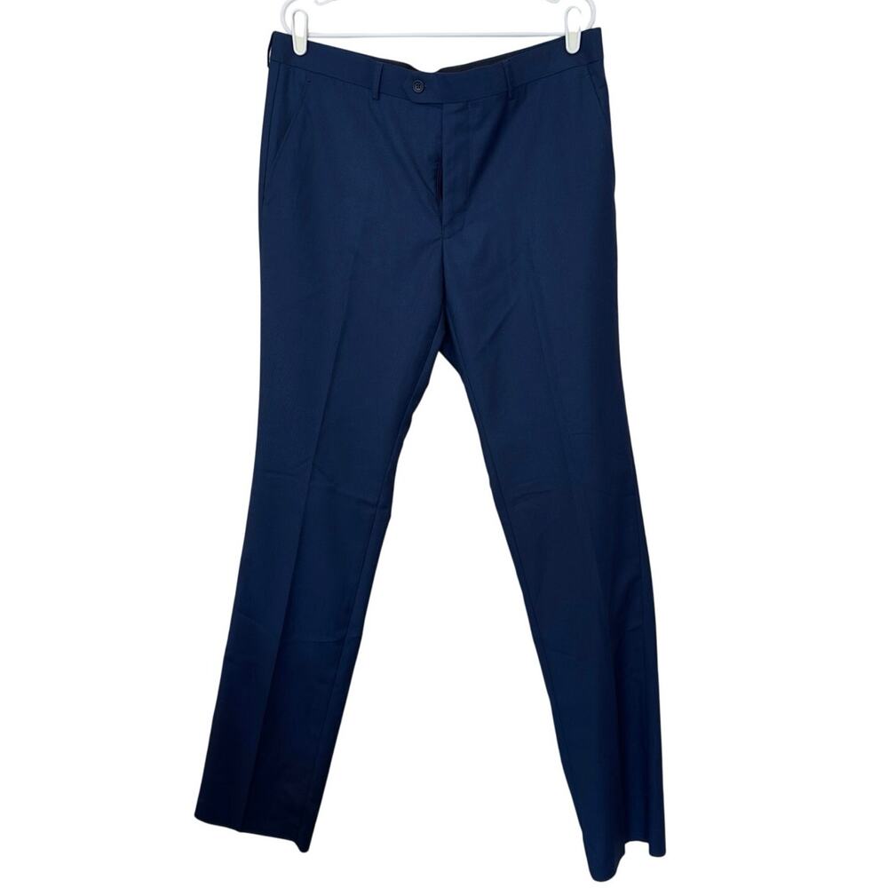 NWOT Giorgio Fiorelli Mens Unhemmed Dress Pants Size 36 Blue Office Professional